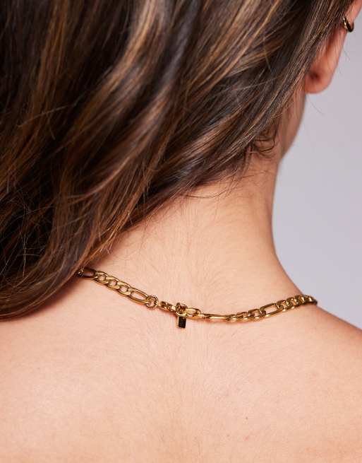 Neck On The Line – Halsband med 6mm guldpläterad figarokedja, 3 av 3