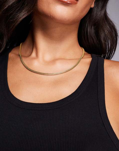 Neck On The Line mesh chain necklace in gold plated - view 1