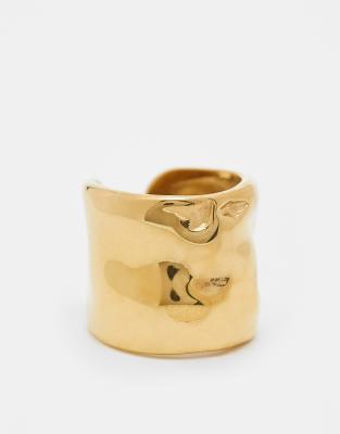 Neck On The Line Molten Stainless Steel Ring In Gold
