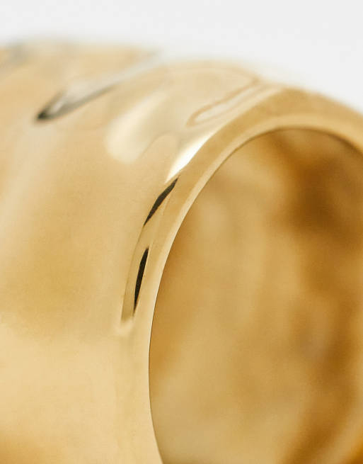 Neck on the Line molten stainless steel ring in gold plated, 2 of 3