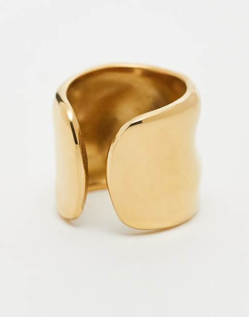Neck on the Line molten stainless steel ring in gold plated, 3 of 3