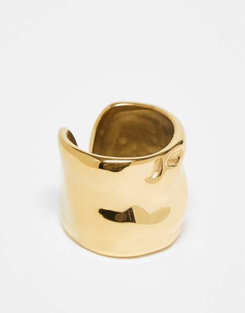 Neck on the Line molten stainless steel ring in gold plated - view 1