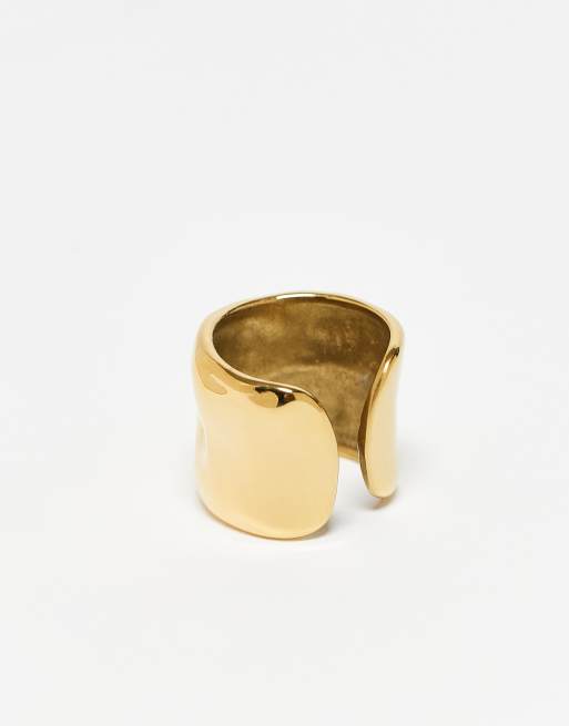 Neck on the Line molten stainless steel ring in gold plated, 3 of 3