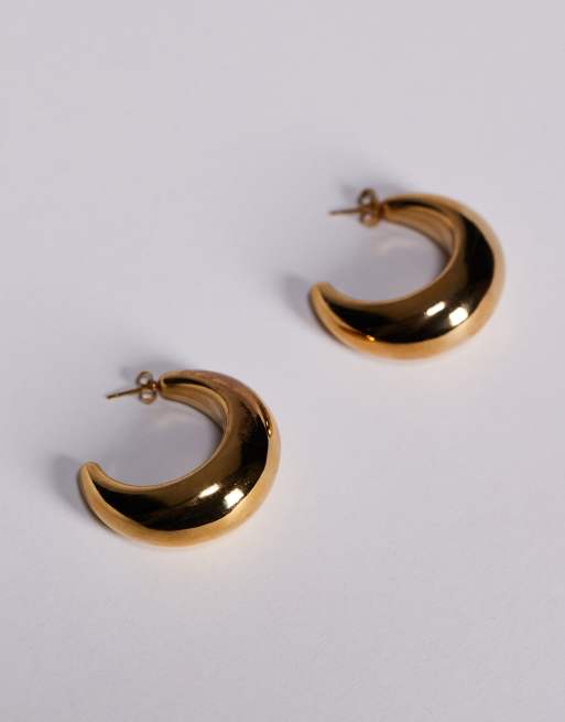 Neck on the Line - Oversized halve maan oorringen met goud verguld, 2 van 3