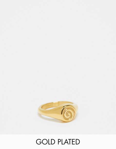 Neck On The Line - Roestvrijstalen ring met swirl in verguld goud - view 1