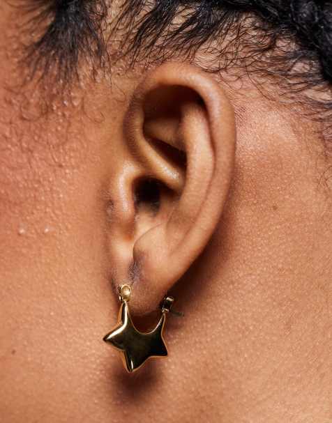 Neck On The Line star girl gold plated stainless steel earrings - view 1