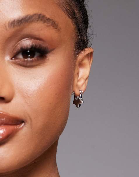 Neck On The Line star girl silver stainless steel earrings - view 1