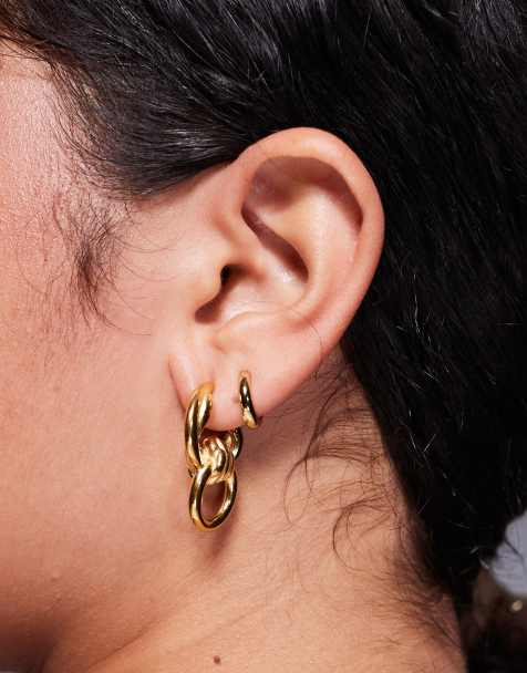 Neck On The Line statement doorknocker hoop earrings in gold plated - view 1