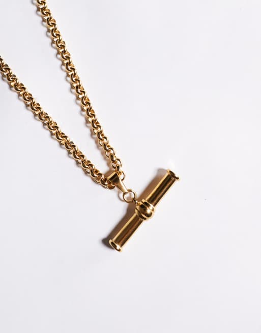 Neck on the Line statement t-bar necklace in gold plated, 2 of 3