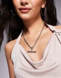 [Neck On The Line] Neck On The Line statement t-bar necklace in stainless steel-Silver No Size SILVER