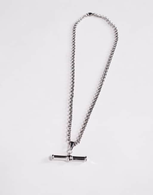 Neck on the Line statement t-bar necklace in stainless steel, 2 of 3