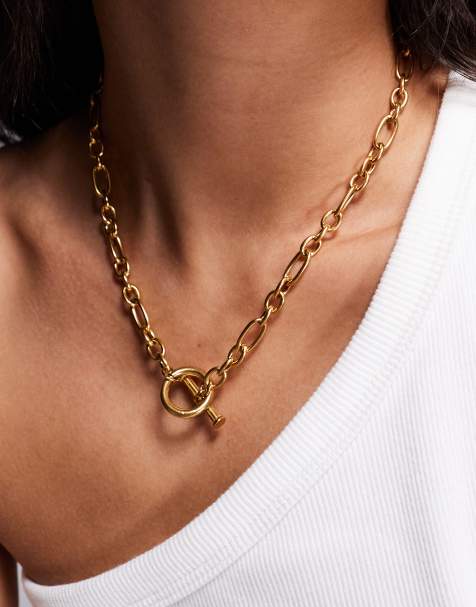 Neck On The Line tia gold plated stainless steel toggle necklace - view 1
