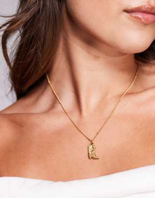 Neck On The Line - Vergoldete Halskette mit Western-Cowboystiefel-Anhänger-Goldfarben