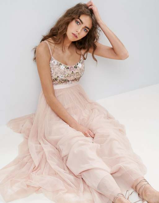 Embroidered bodice 2025 maxi dress