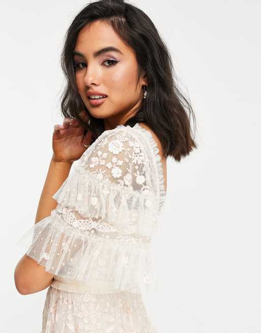 偉大な ニードルアンドスレッド レディース ワンピース トップス Needle Thread Arwen Midi Milk Maid Dress With Lace In Pink Pink メーカー包装済 Verify Leadpreneuracademy Org