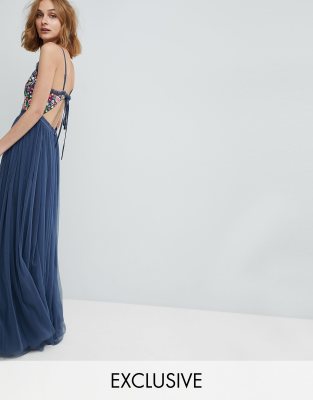 Needle Thread Cami Strap Maxi Dress with Open Back