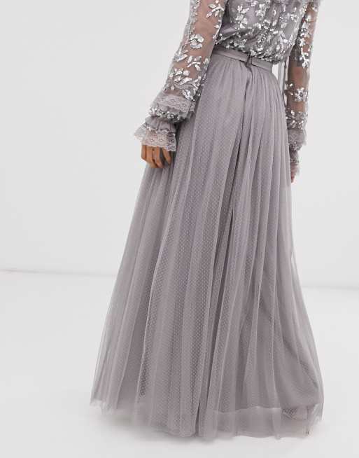 Needle and thread dotted tulle hot sale maxi skirt