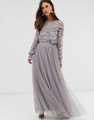 needle and thread dotted tulle maxi skirt