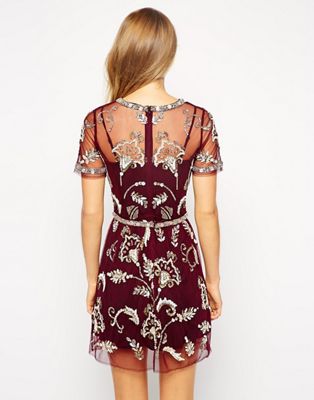 needle and thread burgundy dress