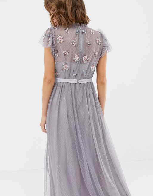 Needle & thread embellished bodice tulle maxi on sale gown in lavender