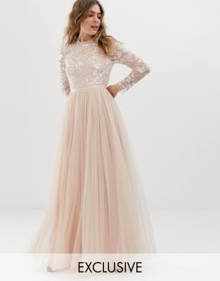 long sleeve embellished maxi dress uk