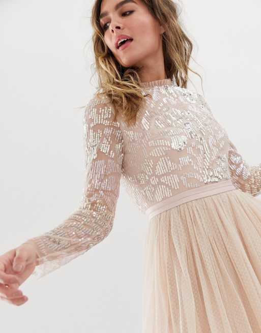 Long sleeve tulle skirt dress sale