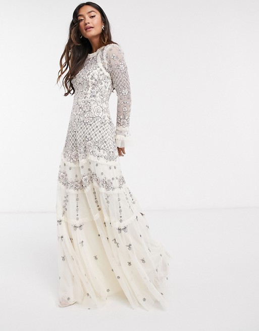 Needle & Thread embellished maxi dress in champagne