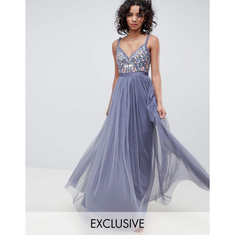 Needle & thread embroidered hotsell bodice cami strap midi dress