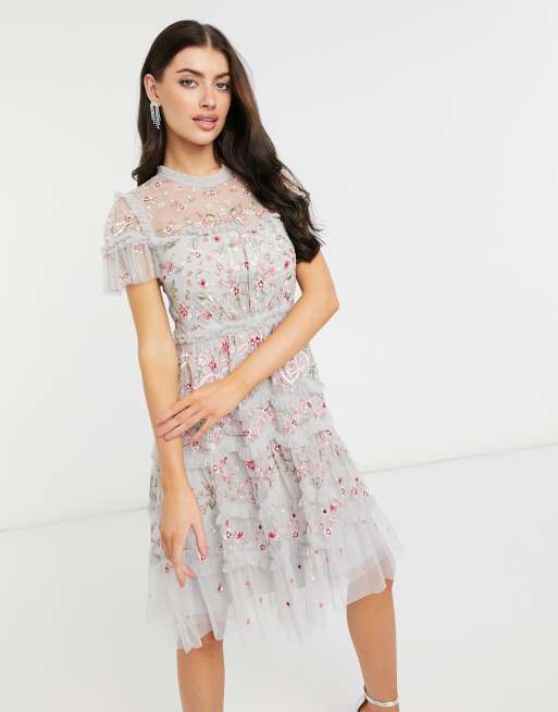 Needle and thread embroidered dress sale