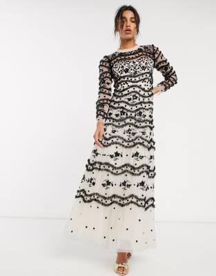 Needle and thread store black maxi dress