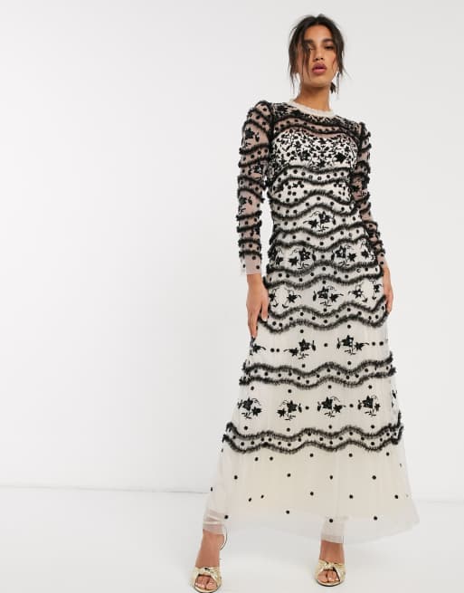 Black and cream maxi dress sale