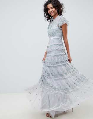 needle and thread embroidered maxi dress