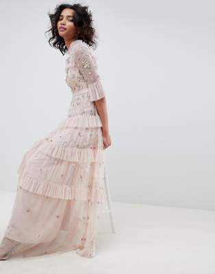 needle and thread embroidered maxi dress