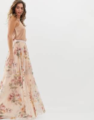 asos floral maxi skirt