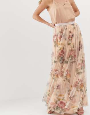 needle and thread floral maxi skirt