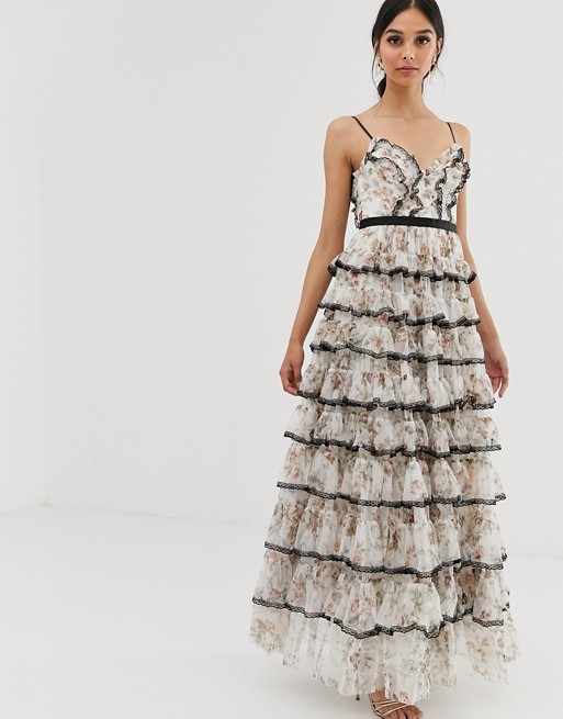 Needle & Thread floral tiered maxi dress
