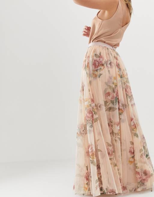 Fonkelnieuw Needle & Thread - Gebloemde lange rok in roze | ASOS YD-08