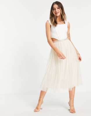 Needle & thread clearance dotted tulle midi skirt