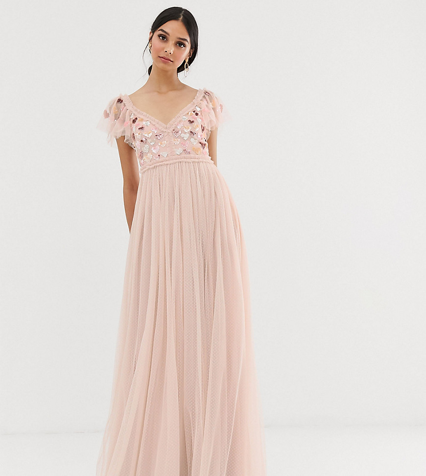 Needle & Thread - Lange jurk met hartjes in roze