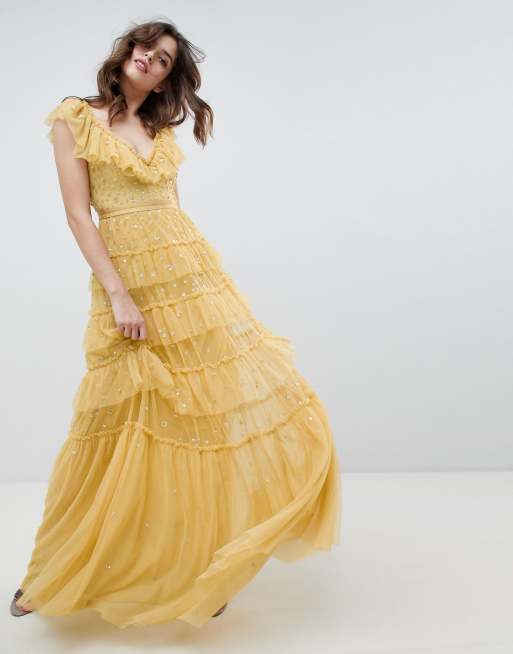 Ruffle 2024 neck gown