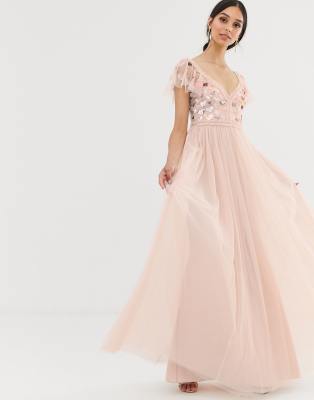 needle and thread pink maxi dress