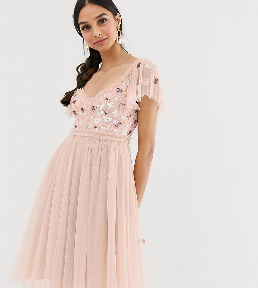 Needle & Thread - Midi-jurk met hartjes in roze