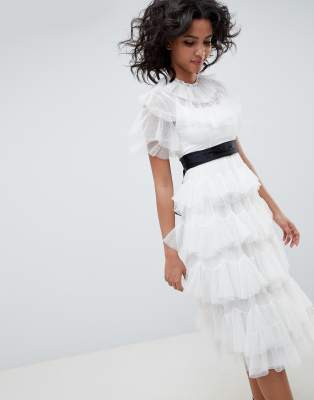 asos needle and thread tulle midi skirt