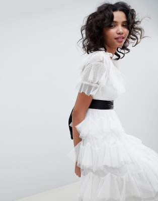 white tiered tulle skirt