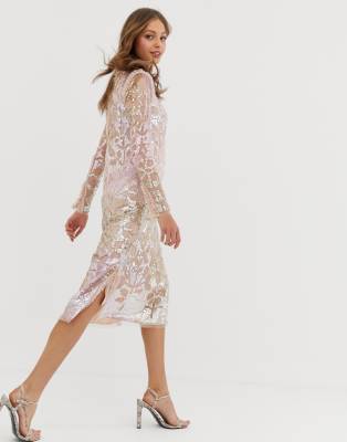 sequin midi shift dress