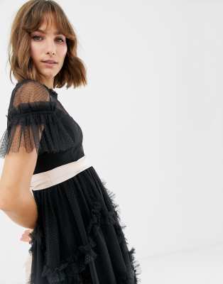 needle and thread black tulle dress