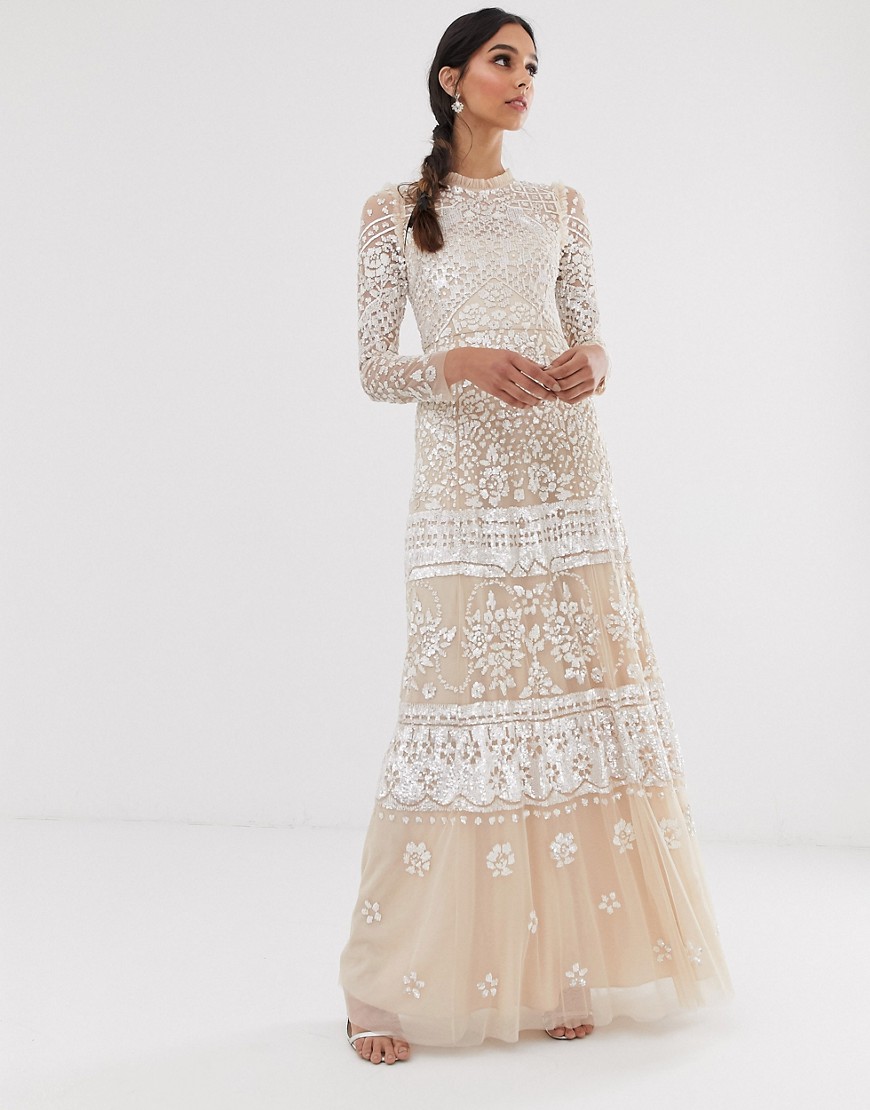 Needle & Thread - Vestito lungo da sposa a fiori vintage-Multicolore
