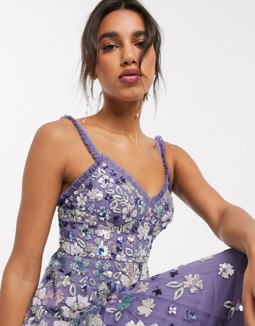 embellished cami midi dress in bluebelle - Needle & Thread