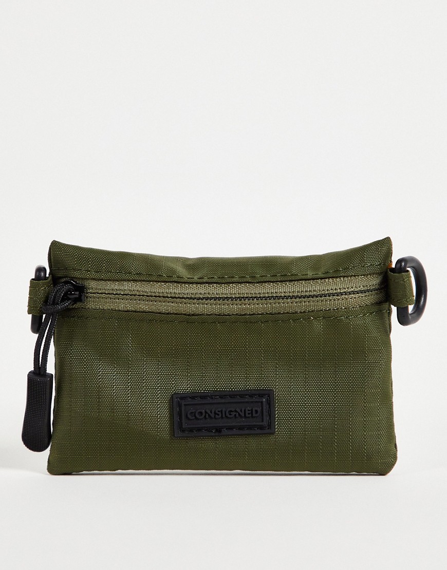 фото Нейлоновая сумка-кошелек через плечо цвета хаки consigned-зеленый цвет