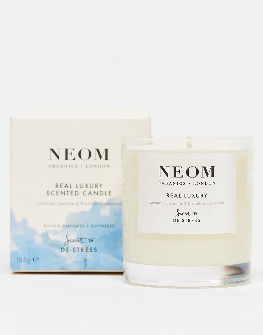 NEOM – Real Luxury – Doftljus med lavendel, rosenträ och jasmin (1 veke)-Ingen färg